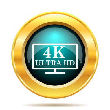 4 k ultra Hd simgesi. Beyaz arka plan üzerinde Internet düğmesi