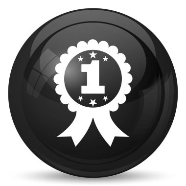 İlk ödül kurdele simgesi. Beyaz arka plan üzerinde Internet düğmesi