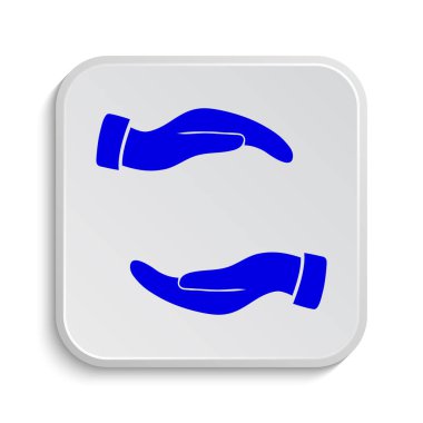 Eller simgesini korumak. Beyaz arka plan üzerinde Internet düğmesi