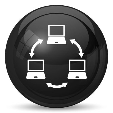 Bilgisayar ağ kutsal kişilerin resmi. Beyaz arka plan üzerinde Internet düğmesi