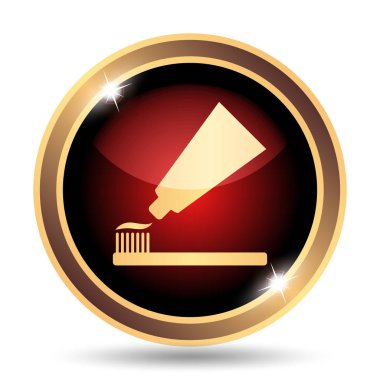 Yapıştır ve fırça simgesini diş. Beyaz arka plan üzerinde Internet düğmesi