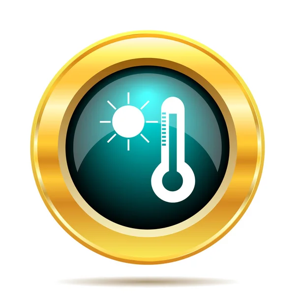 Иконка Солнца Термометра Кнопка Интернет Белом Фоне — стоковое фото