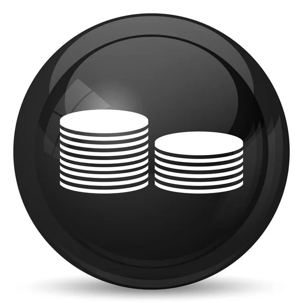 Coins Money Pictogram Internet Knop Witte Achtergrond — Stockfoto