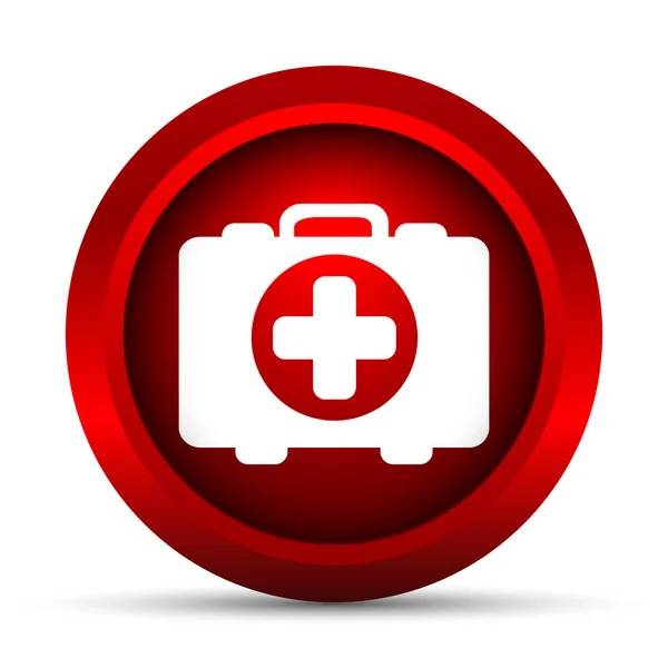 医療バッグ アイコン 白い背景の上のインター ネット ボタン — ストック写真