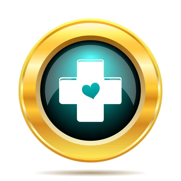 Хрест Піктограмою Серця Інтернет Кнопки Білому Тлі — стокове фото