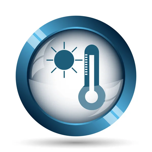 太阳和温度计图标 白色背景上的互联网按钮 — 图库照片
