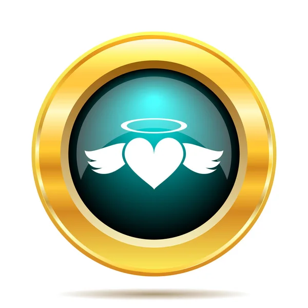 ハート天使のアイコン 白い背景の上のインター ネット ボタン — ストック写真