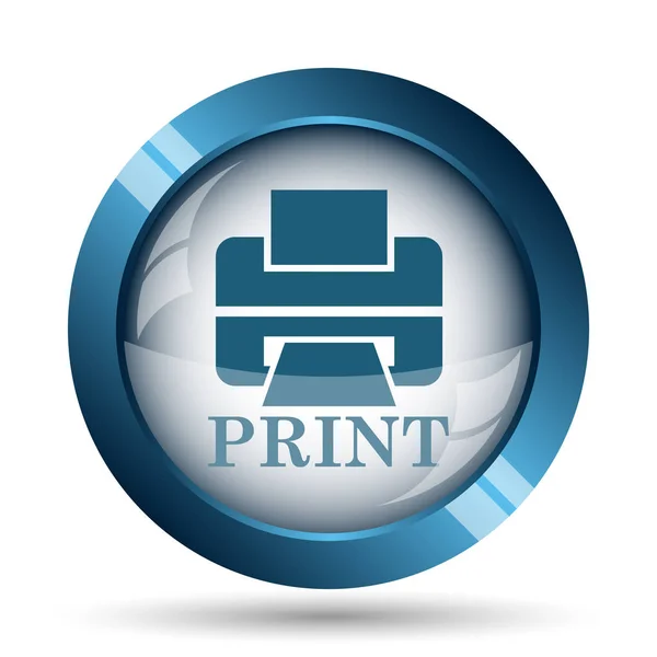 Impressora Com Ícone Palavra Print Botão Internet Fundo Branco — Fotografia de Stock