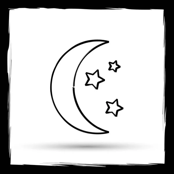 Икона Луны Кнопка Интернета Белом Фоне Контур Имитирующий Кисть — стоковое фото