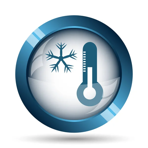 Śnieżynka Ikonę Termometr Przycisk Internet Białym Tle — Zdjęcie stockowe