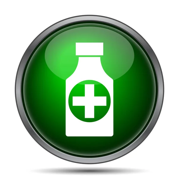 薬瓶のアイコン 白い背景の上のインター ネット ボタン — ストック写真