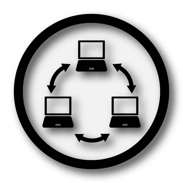 コンピューター ネットワーク アイコン 白い背景の上のインター ネット ボタン — ストック写真