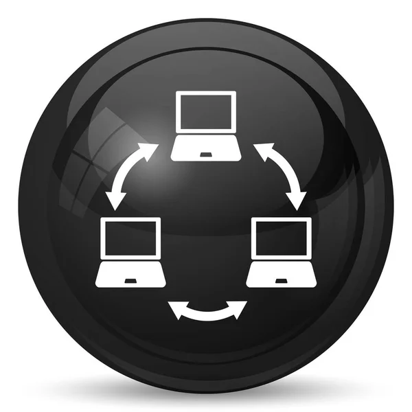 计算机网络图标 白色背景上的互联网按钮 — 图库照片