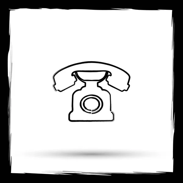 Піктограма Телефону Кнопка Інтернету Білому Тлі Контурна Конструкція Імітує Пензлик — стокове фото
