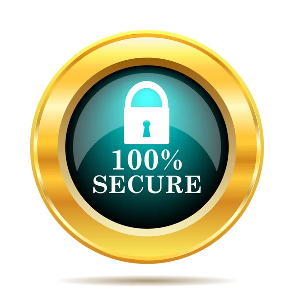 100 Percent Secure Icon Internet Button White Background — Stock Photo, Image