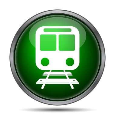 Tren simgesi. Beyaz arka plan üzerinde Internet düğmesi