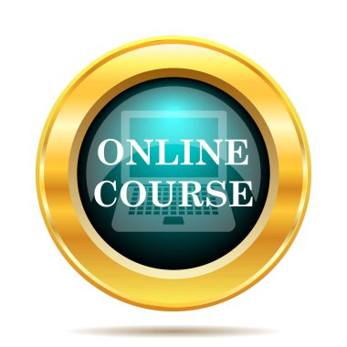 Online ders simgesi. Beyaz arka plan üzerinde Internet düğmesi
