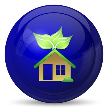 Eko ev simgesi. Beyaz arka plan üzerinde Internet düğmesi