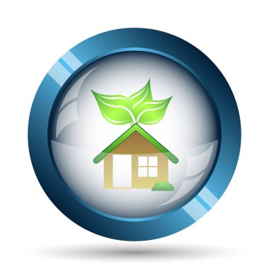 Eko ev simgesi. Beyaz arka plan üzerinde Internet düğmesi