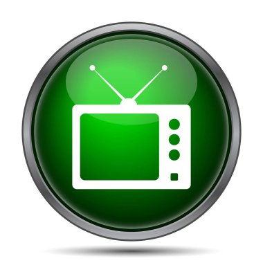 Retro tv simgesi. Beyaz arka plan üzerinde Internet düğmesi