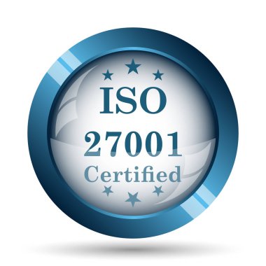 ISO 27001 simgesi. Beyaz arka plan üzerinde Internet düğmesi
