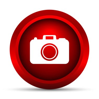 Fotoğraf kamera simgesi. Beyaz arka plan üzerinde Internet düğmesi