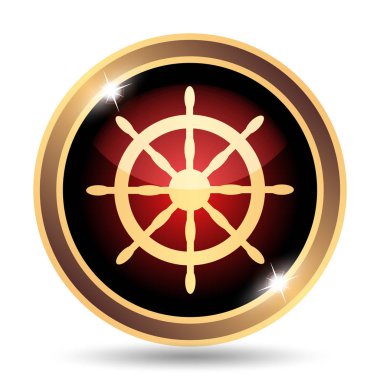 Deniz tekerlek simgesi. Beyaz arka plan üzerinde Internet düğmesi