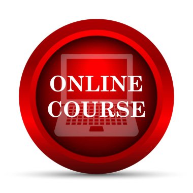 Online ders simgesi. Beyaz arka plan üzerinde Internet düğmesi