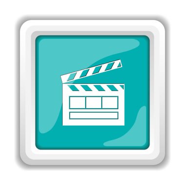 Film simgesi. Beyaz arka plan üzerinde Internet düğmesi