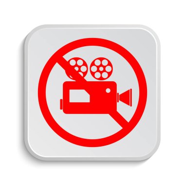 Yasak video kamera simgesi. Beyaz arka plan üzerinde Internet düğmesi