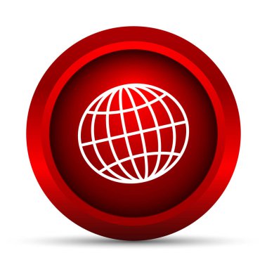 Küre simgesi. Beyaz arka plan üzerinde Internet düğmesi
