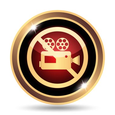 Yasak video kamera simgesi. Beyaz arka plan üzerinde Internet düğmesi