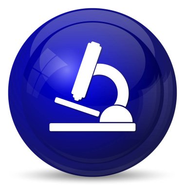 Mikroskop simgesi. Beyaz arka plan üzerinde Internet düğmesi