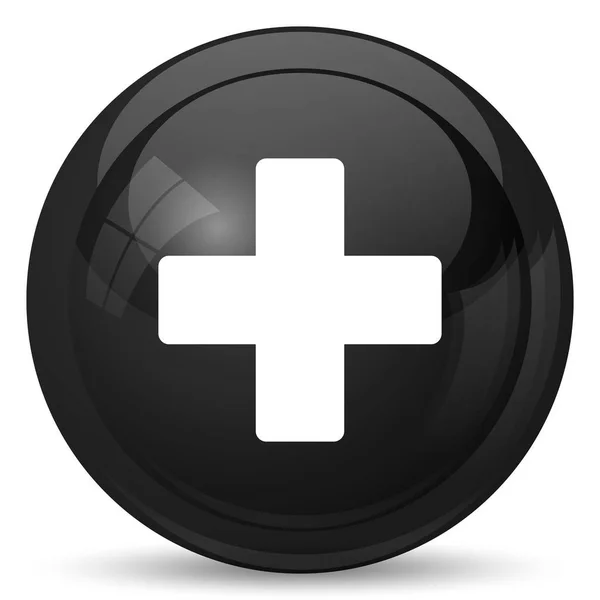 医療アイコンのクロス 白い背景の上のインター ネット ボタン — ストック写真