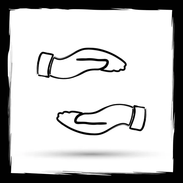 Ícone Proteger Mãos Botão Internet Fundo Branco Desenho Esboço Imitando — Fotografia de Stock