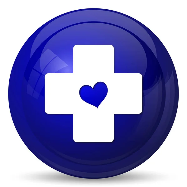 Σταυρός Εικονίδιο Καρδιάς Κουμπί Internet Άσπρο Φόντο — Φωτογραφία Αρχείου