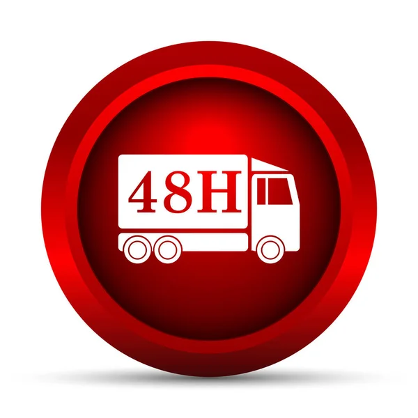 48H Dodací Truck Ikona Internet Tlačítko Bílém Pozadí — Stock fotografie