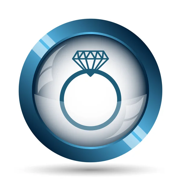 钻石戒指图标 白色背景上的互联网按钮 — 图库照片