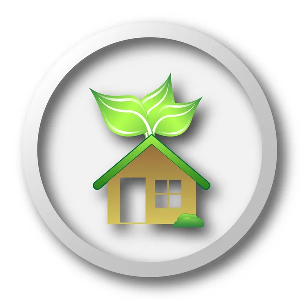 Eco House Ikonen Internet Knappen Vit Bakgrund — Stockfoto
