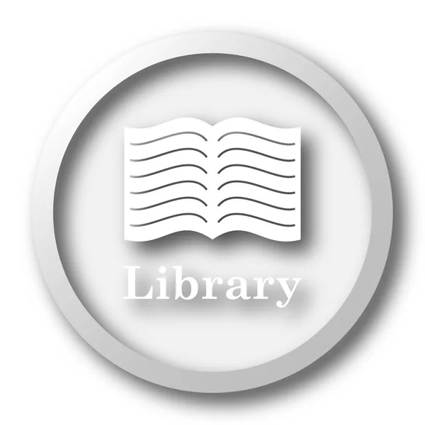 Bibliotheek Pictogram Internet Knop Witte Achtergrond — Stockfoto