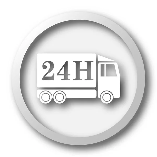 Значок Грузовика Доставки 24H Кнопка Интернет Белом Фоне — стоковое фото