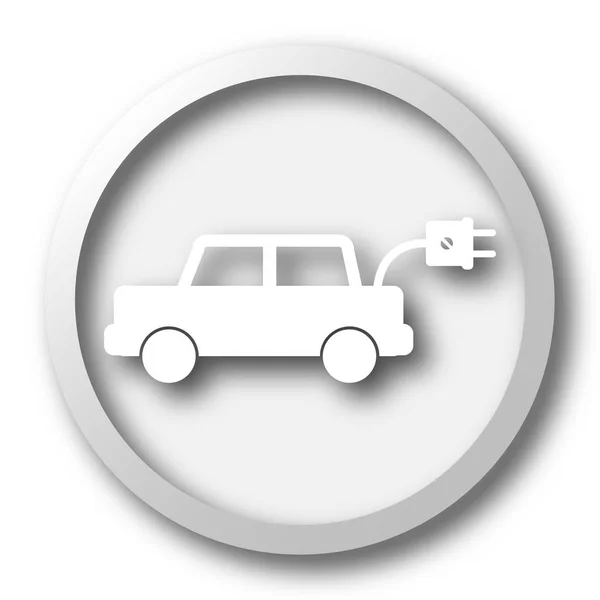 Samochód Elektryczny Ikona Przycisk Internet Białym Tle — Zdjęcie stockowe