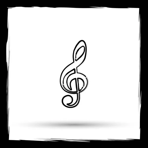 Icono Nota Musical Botón Internet Sobre Fondo Blanco Esquema Diseño —  Fotos de Stock