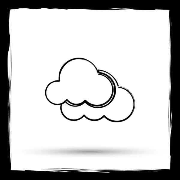 Ikona Chmury Przycisk Internet Białym Tle Zarys Projektu Imitujący Pędzel — Zdjęcie stockowe