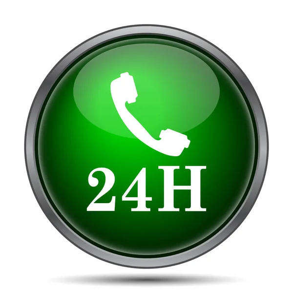 24H Phone Icon Internet Button White Background — Stock Photo, Image