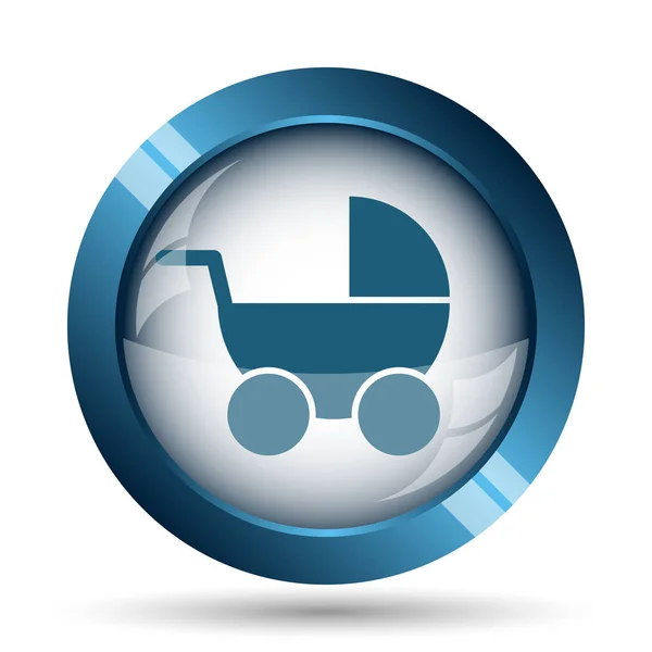 Ícone Carrinho Bebê Botão Internet Fundo Branco — Fotografia de Stock