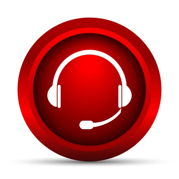 ヘッドフォンのアイコン 白い背景の上のインター ネット ボタン — ストック写真