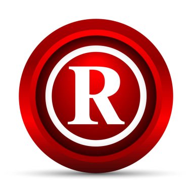 Tescilli işareti simgesi. Beyaz arka plan üzerinde Internet düğmesi