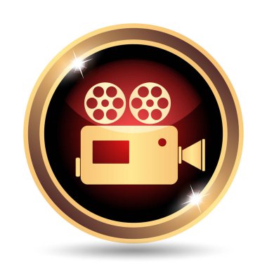 Video kamera simgesi. Beyaz arka plan üzerinde Internet düğmesi