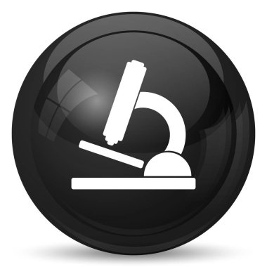 Mikroskop simgesi. Beyaz arka plan üzerinde Internet düğmesi